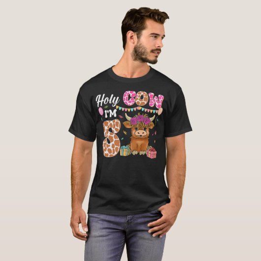 T-shirt Holy Cow I'm 5 Highland Cow Farming 5th Birthday 5 (Devant entier)