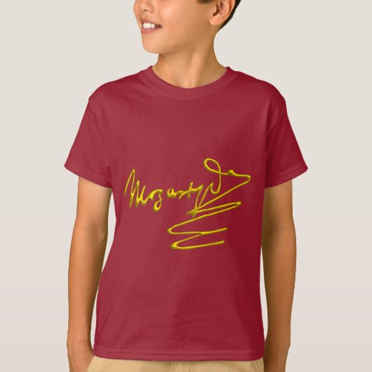 T-shirt HOMAGE À MOZART 3D Gold Signature du compositeur (Devant)