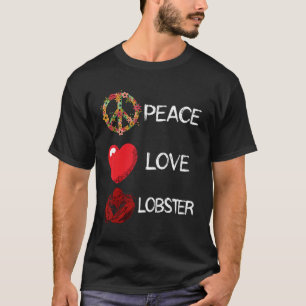 T-shirt Homard Amour Peace Heart Rouge Homard Fruit de mer