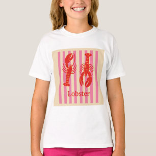 T-shirt Homard Pop Bold Crustacés sur Rayures de Bonbon