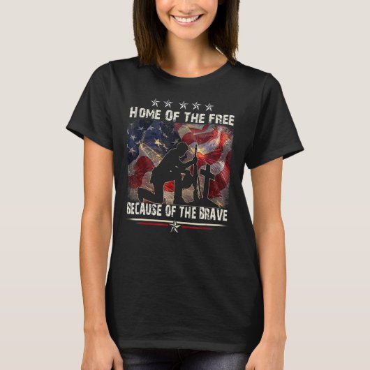 T-shirt Home Of The Free Because Of The Brave Proud Vete (Devant)