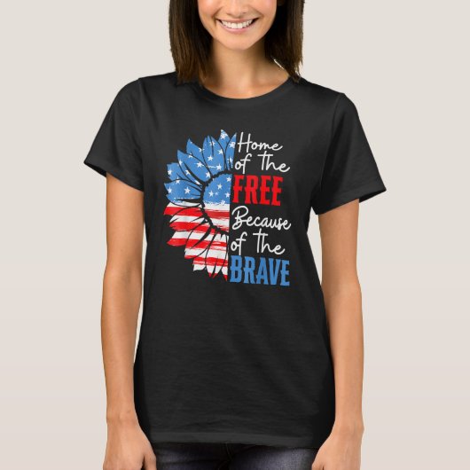 T-shirt Home Of The Free Because Of The Brave Sunflower 4t (Devant)
