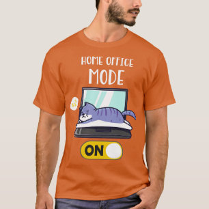 T-shirt Home Office Mode Sur Lazy Chat Sur Ordinateur Port