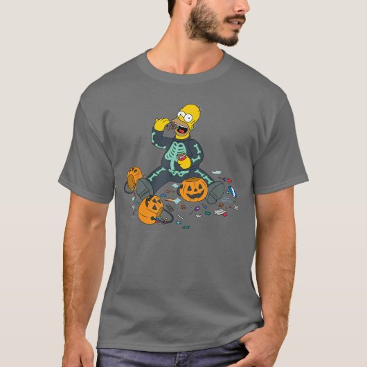 T-shirt Homer Halloween Trick or Treat Candy Binge (Devant)