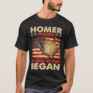 T-shirt Homer Michigan Usa Drapeau 4 juillet