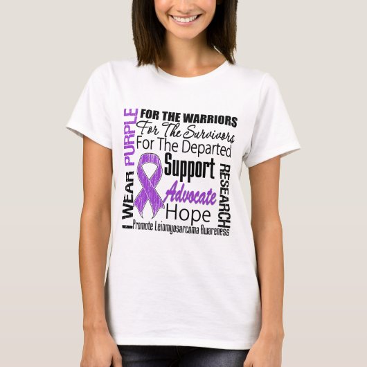 T-shirt HOMMAGE pourpre de ruban d'usage du léiomyosarcome (Devant)