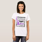 T-shirt HOMMAGE pourpre de ruban d'usage du léiomyosarcome (Devant entier)