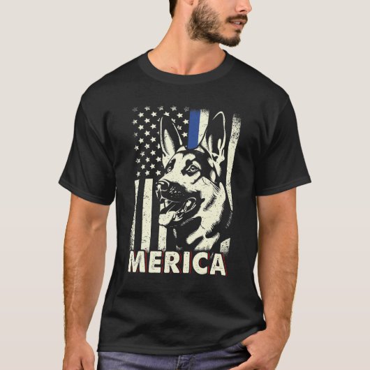 T-shirt Homme 4 juillet Berger allemand Merica Ameri (Devant)