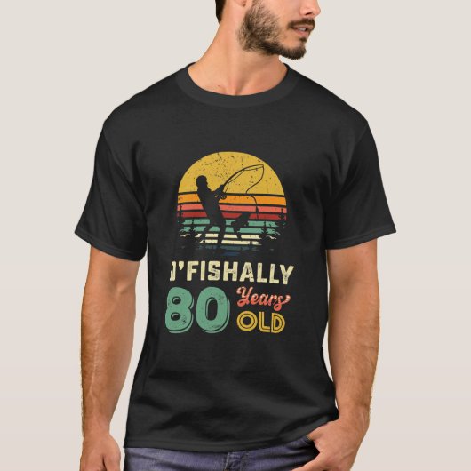 T-shirt Homme 80e anniversaire pêcheur 80 ans (Devant)