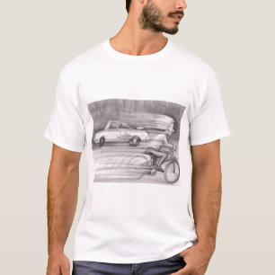 T-shirt Homme âgé sur la course de vélo Voiture très rapid