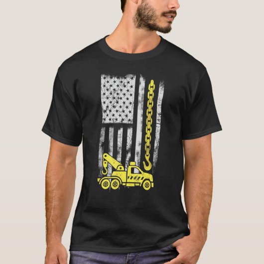 T-shirt Homme Américain Jaune Chaîne Crochet Drapeau Améri (Devant)