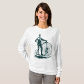 T-shirt Homme avec Penny Farthing - Vert foncé (Devant entier)