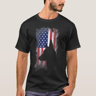 T-shirt Homme Berger Allemand Drapeau Américain Usa Patrio