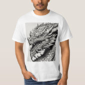T-shirt homme blanc dragon (Devant)