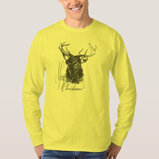 T-shirt homme cerf de Noël tiré à la main (Devant)