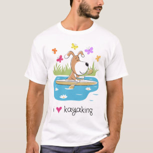 T-Shirt Homme Chien Drôle en Kayak Sport Nautique
