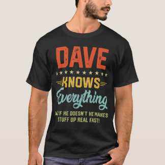 T-shirt homme Dave sait tout Nom personnalisé drôl