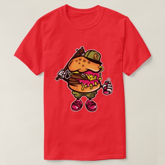 T-shirt homme de baseball de hamburger (Design devant)