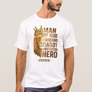 T-shirt Homme de Dieu Lion Couronne Design - Mari, papa