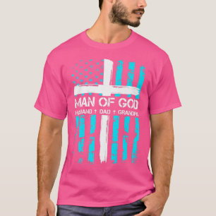 T-shirt homme de dieu mari père grand-père croix du drapea