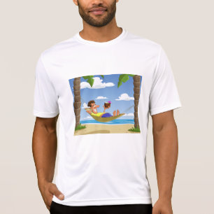 T-shirt Homme drôle se relaxant dans un hamac de plage