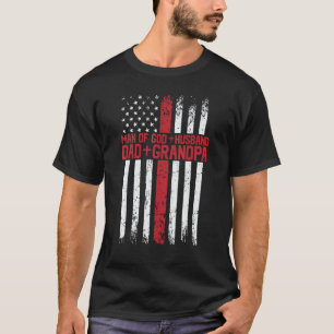 T-shirt Homme Du Drapeau De Dieu Mari Papa Grand-Père