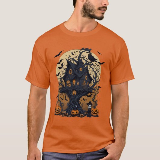 T-shirt homme éffrayant Halloween Treehouse (Devant)