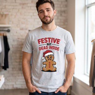T-shirt Homme en pain d'épices festif mais mort à l'intéri