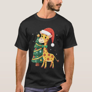 T-shirt Homme en pain d'épices Girafe Chapeau de Père Noël