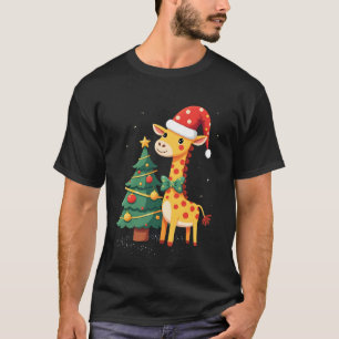T-shirt Homme en pain d'épices Girafe Chapeau de Père Noël