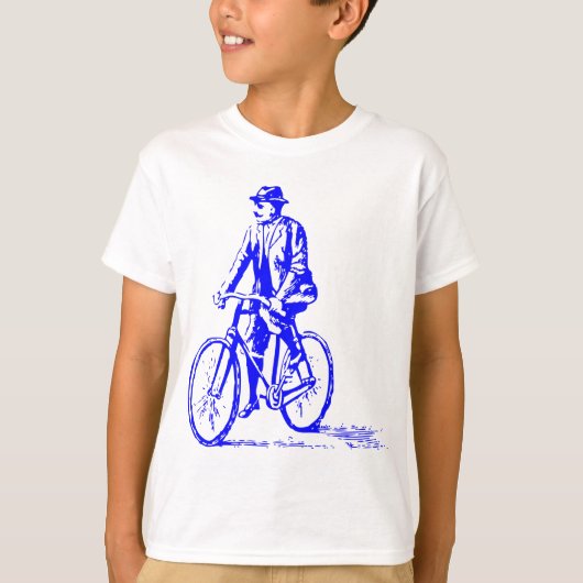 T-shirt Homme en vélo - Bleu (Devant)