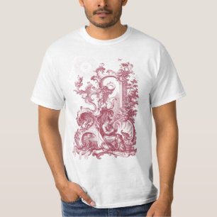 T-shirt Homme et chien rouges de Toile de gravure antique