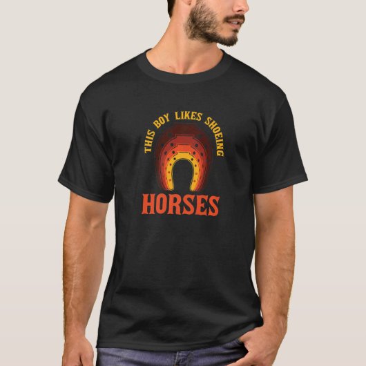 T-shirt Homme Garçon Aime Chausser Les Chevaux Dire Drôle  (Devant)