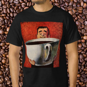 T-shirt Homme heureux vintage buvant une tasse géante de c