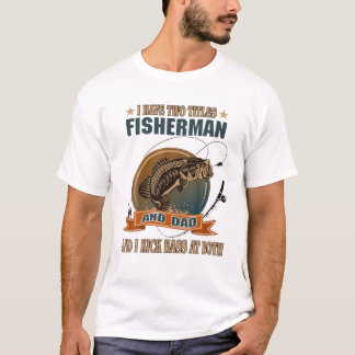 T-shirt Homme J'Ai Deux Titres Pêcheur Et Papa Vintage D