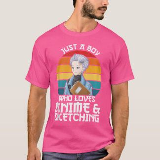 T-shirt Homme Juste Un Garçon Qui Aime Anime Sketching Ani