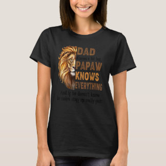 T-shirt Homme Lion Papa Connaît Beaucoup Mais Papaw Connaî