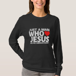 T-shirt Homme mâle Jésus Sibérien Husky Chien animal de co