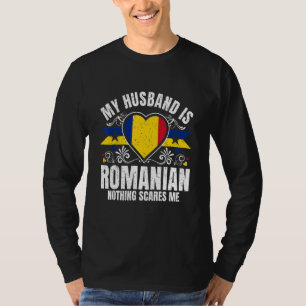 T-shirt homme Mon mari est fièrement Roumain Drape