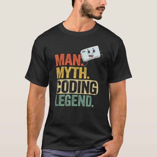 T-shirt Homme Myth Coding Legend Coder Papa Geek Ordinateu (Devant)