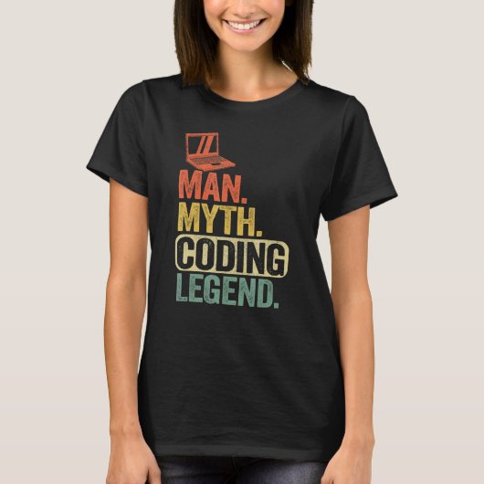 T-shirt Homme Myth Coding Legend Coder Papa Geek Ordinateu (Devant)
