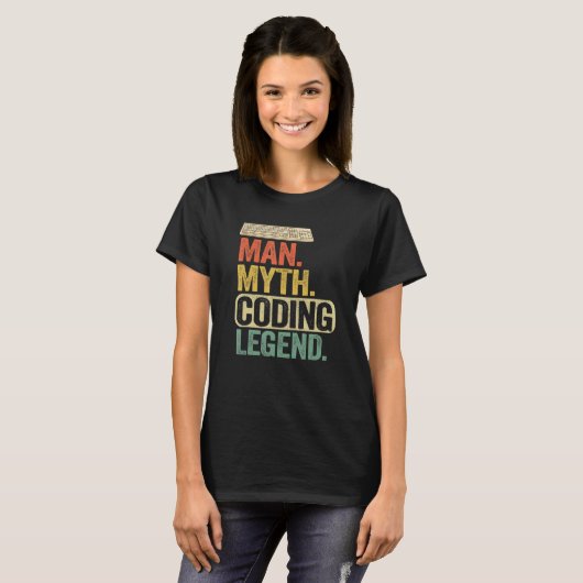 T-shirt Homme Myth Coding Legend Coder Papa Geek Ordinateu (Devant entier)