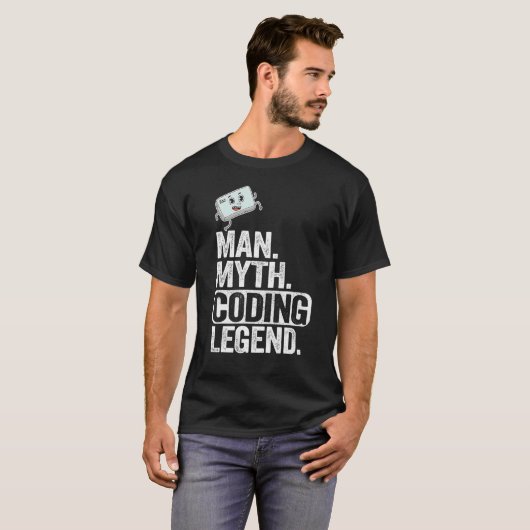 T-shirt Homme Myth Coding Legend Coder Papa Geek Ordinateu (Devant entier)