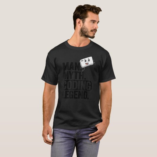 T-shirt Homme Myth Coding Legend Coder Papa Geek Ordinateu (Devant entier)