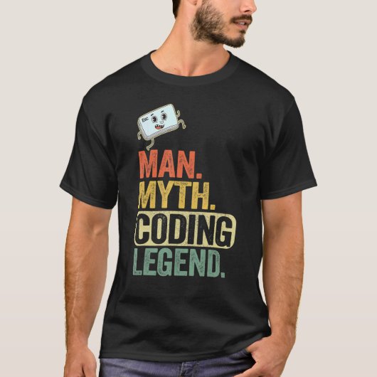 T-shirt Homme Myth Coding Legend Coder Papa Geek Ordinateu (Devant)