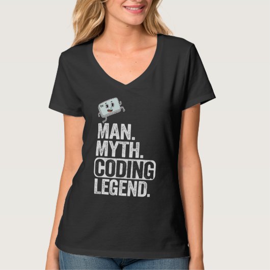 T-shirt Homme Myth Coding Legend Coder Papa Geek Ordinateu (Devant)