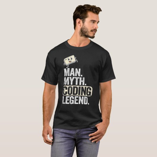 T-shirt Homme Myth Coding Legend Coder Papa Geek Ordinateu (Devant entier)