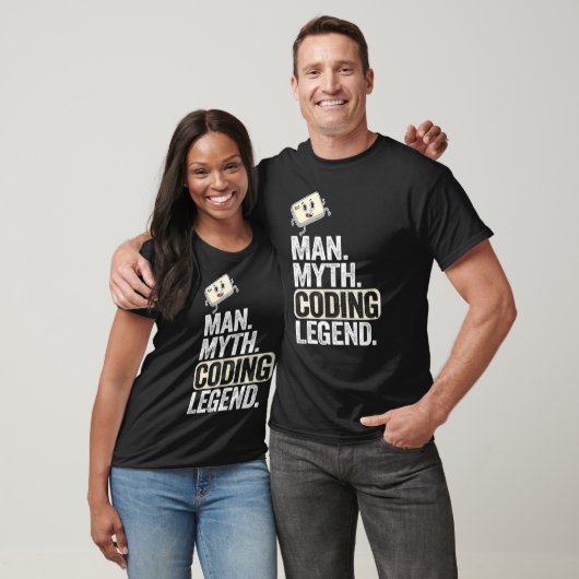 T-shirt Homme Myth Coding Legend Coder Papa Geek Ordinateu (Unisexe)