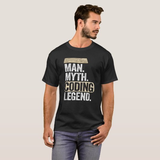 T-shirt Homme Myth Coding Legend Coder Papa Geek Ordinateu (Devant entier)