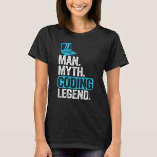 T-shirt Homme Myth Coding Legend Coder Papa Geek Ordinateu